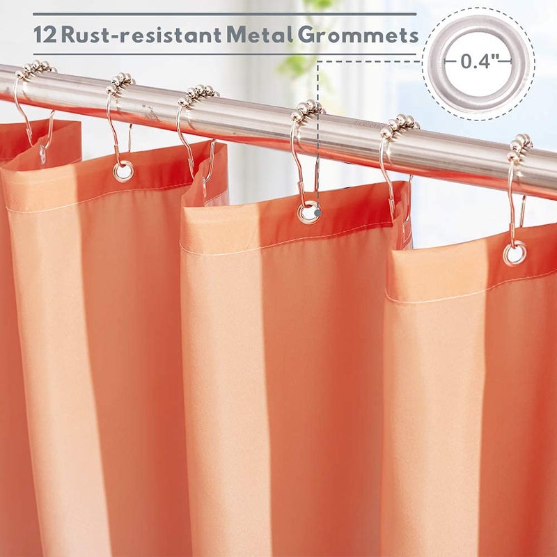 KGORGE Ombre Shower Curtain - Gradient Color Shower Curtains Liner for Bathroom Tub Camper Spa Washable Decorative, 72 x 72 inch with Hooks, Orange and Grey - Image 2